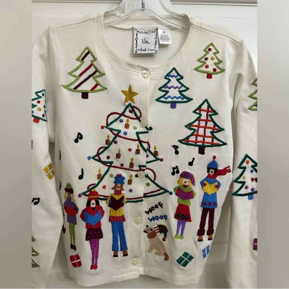 Michael Simon Holiday Embroidered Cardigan - Picture 2 of 13